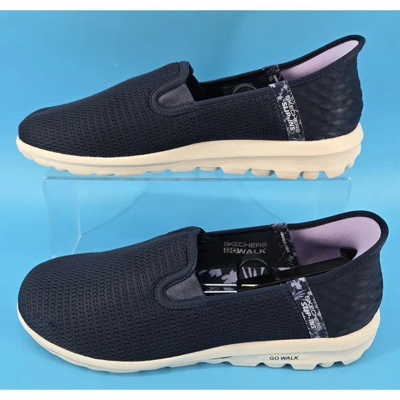 Skechers Slip-ins GOwalk Women's Comfort Shoes Sz 12 Navy Travel Washable Light - Picture 1 of 8